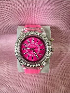 Geneva Pink Crystal Accent Women's Watch